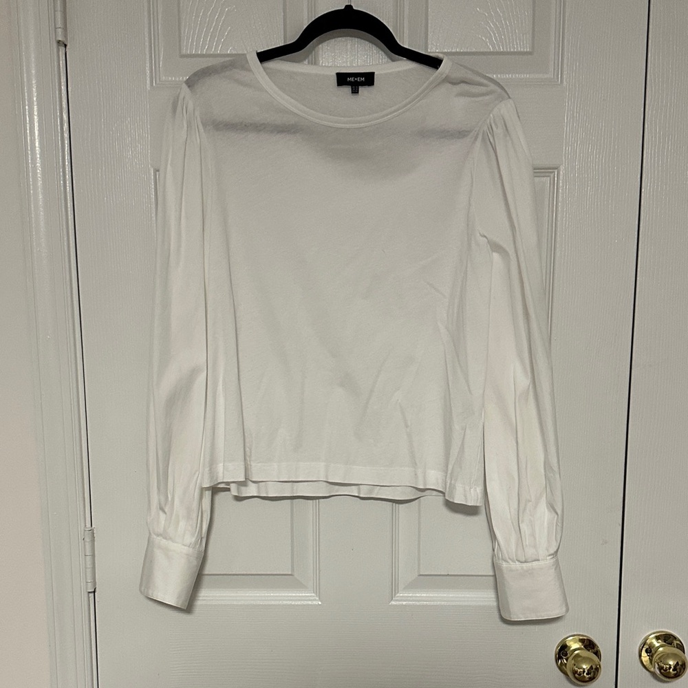 ME+EM Long-sleeved Layering Top, Size US 12, White